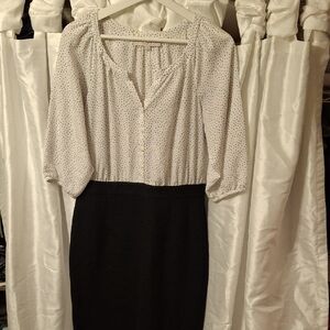 LOFT Black and White Polka Dot Dress 6